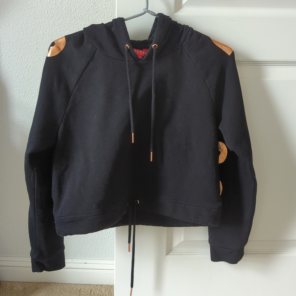 Guess Metallic Cropped Hoodie Size M